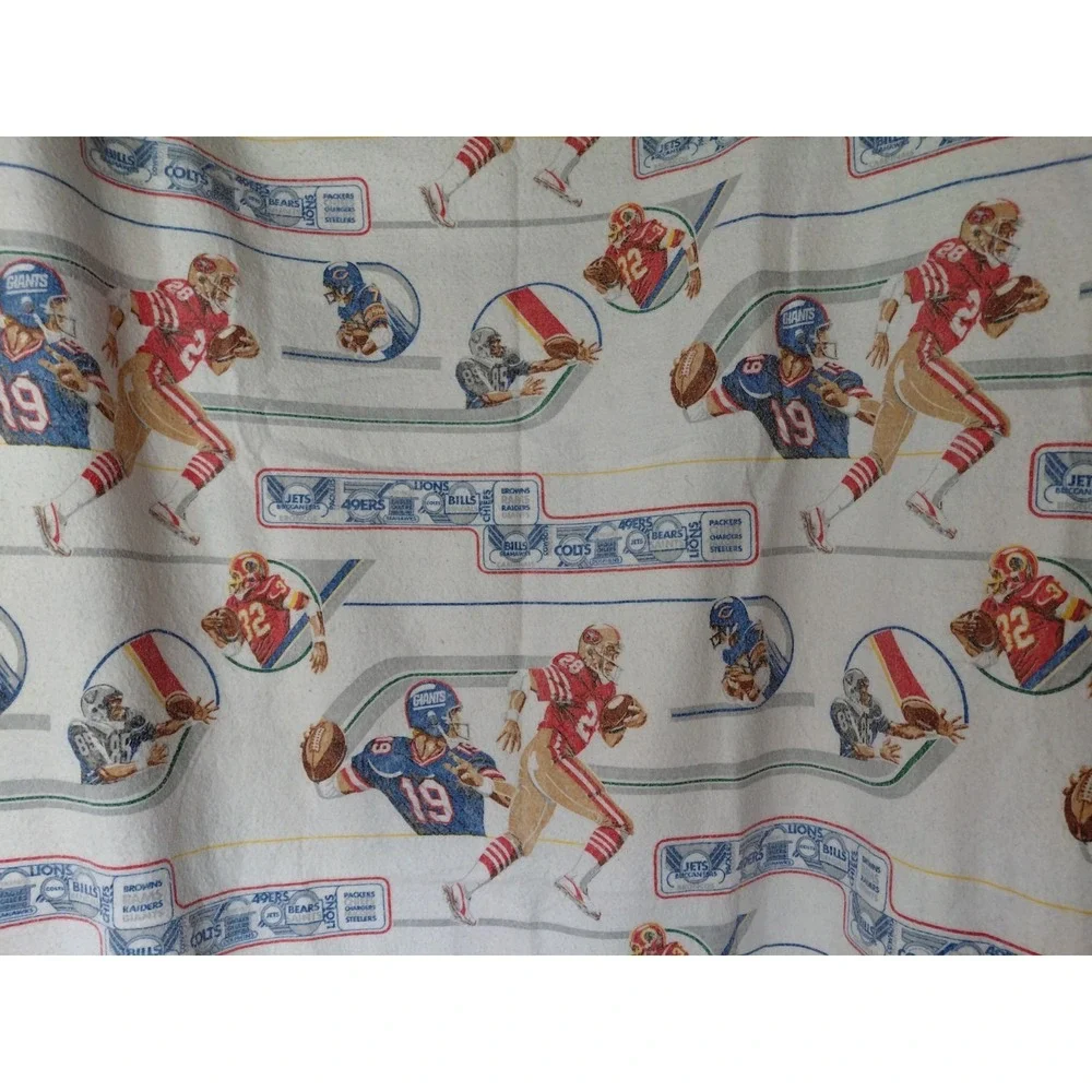 Vintage Fleece Blanket NFL Football Teams All Over Graphic Print Made in USA